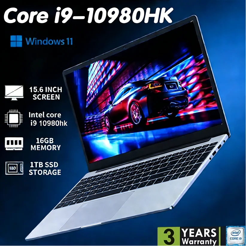PC Portable 15.6" Intel i9-10980HK — Empreinte Digitale, Clavier Rétroéclairé, 16 Go RAM, SSD, Windows 11