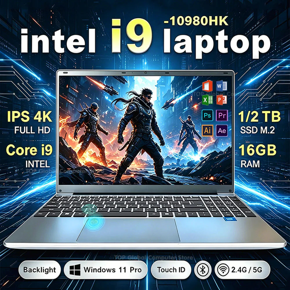 PC Portable 15.6" Intel Core i9-10980HK — Empreinte Digitale, Clavier Rétroéclairé, 16 Go DDR4, SSD 1To/2To, Windows 11