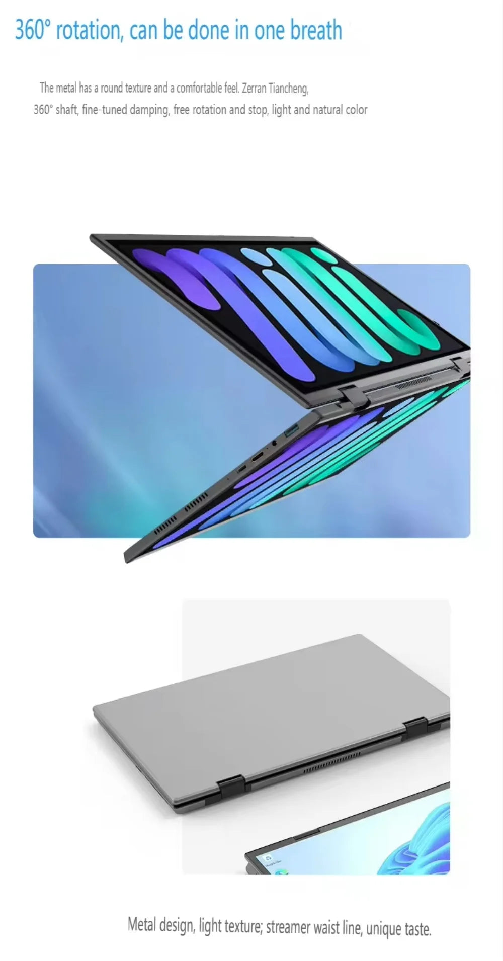 PC Portable Double Écran 14" — Intel N100, 16 Go RAM, 128 Go à 1 To SSD, Écran Tactile, Windows 11