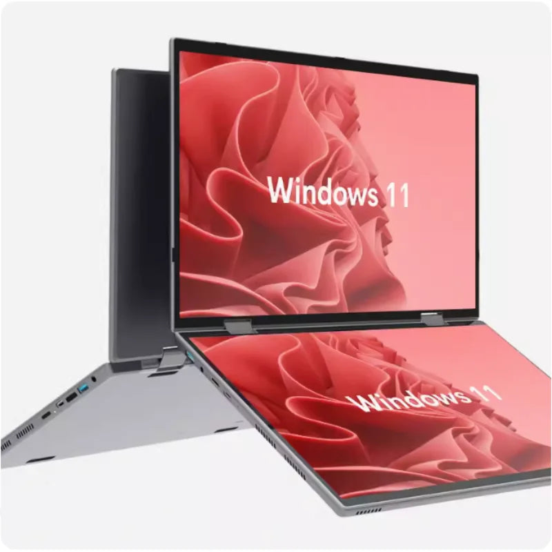 PC Portable Double Écran 14" — Intel N100, 16 Go RAM, 128 Go à 1 To SSD, Écran Tactile, Windows 11