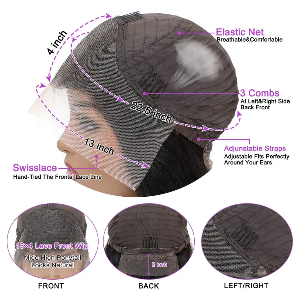 Perruque Body Wave Noir Naturel 180% — Lace Front HD 13x4 Cheveux Brésiliens Pré-Épilée