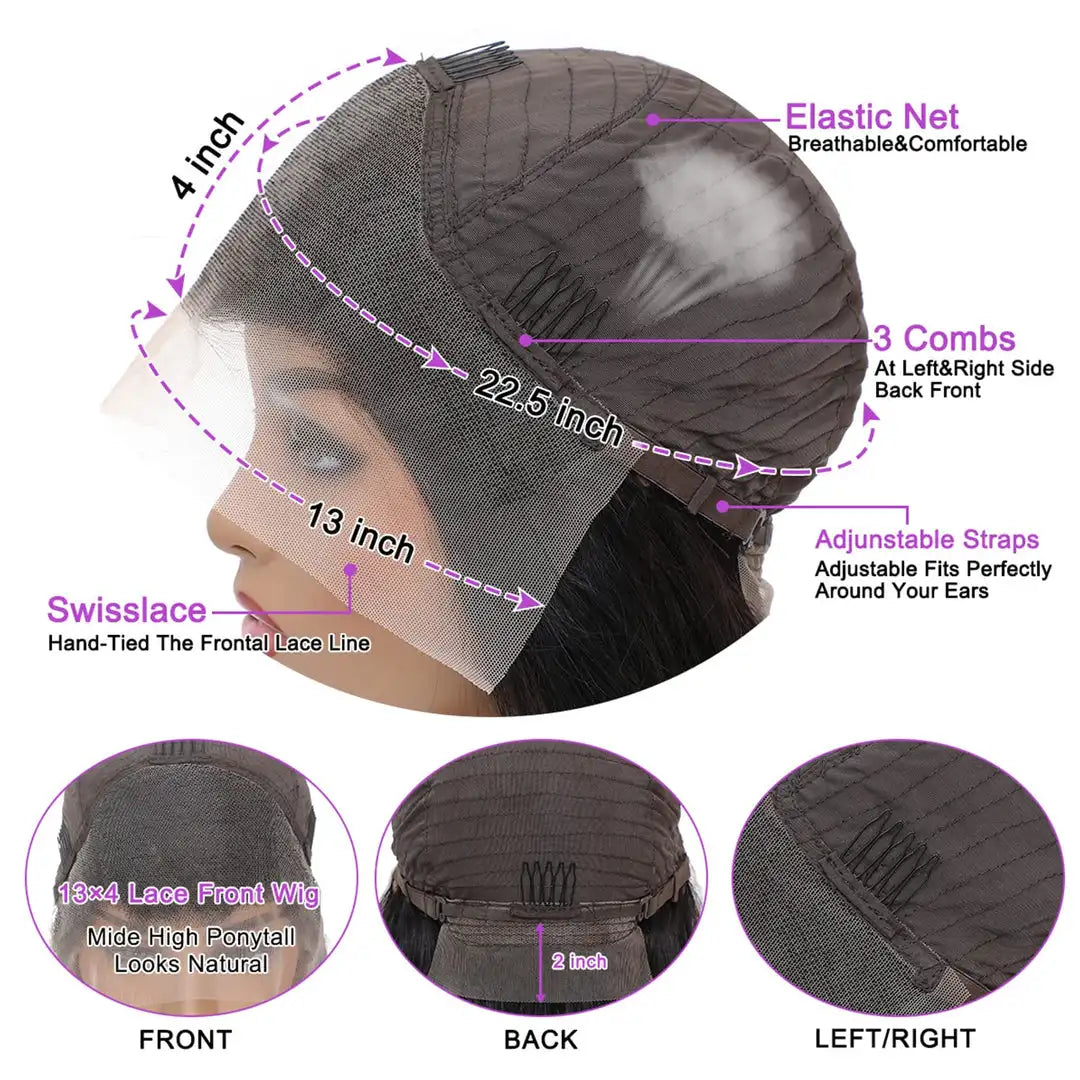 Perruque Body Wave Noir Naturel 180% — Lace Front HD 13x4 Cheveux Brésiliens Pré-Épilée