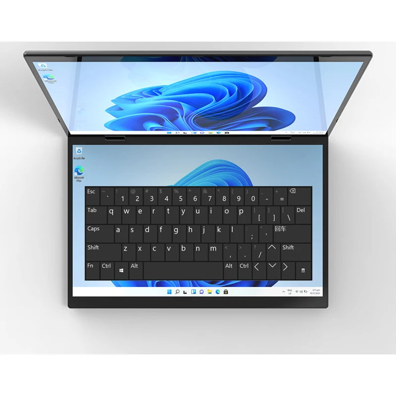 PC Portable Double Écran 14" — Intel N100, 16 Go RAM, 128 Go à 1 To SSD, Écran Tactile, Windows 11