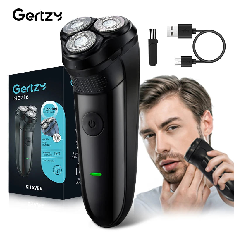 Rasoir Électrique Homme – 3 Lames Flottantes, Charge USB-C Rapide, Ideal Voyage & Cadeau
