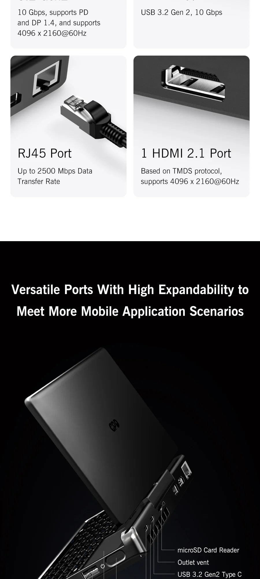 Mini PC Portable GPD MicroPC 2 — Intel Core i3-N350, 16 Go RAM, 512 Go SSD, Écran 7", Windows 11