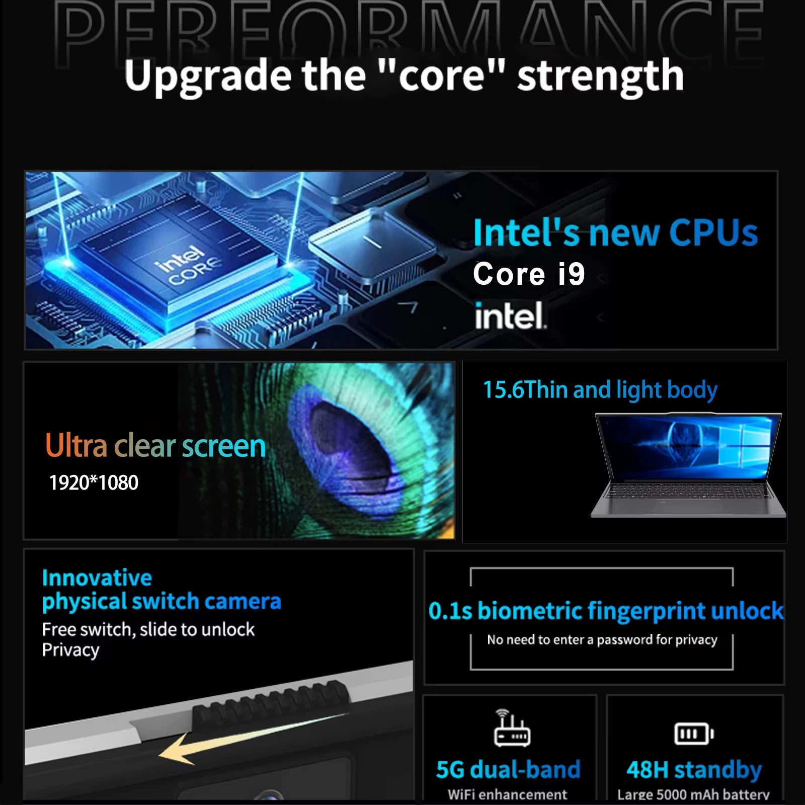 PC Portable 15.6" Intel Core i9-10980HK — Empreinte Digitale, Clavier Rétroéclairé, 16 Go DDR4, SSD 1To/2To, Windows 11