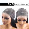Perruque Lisse Sans Colle 360 Lace Front HD 5x5 — Cheveux Brésiliens Noir Naturel 30 Pouces Pré-Épilée