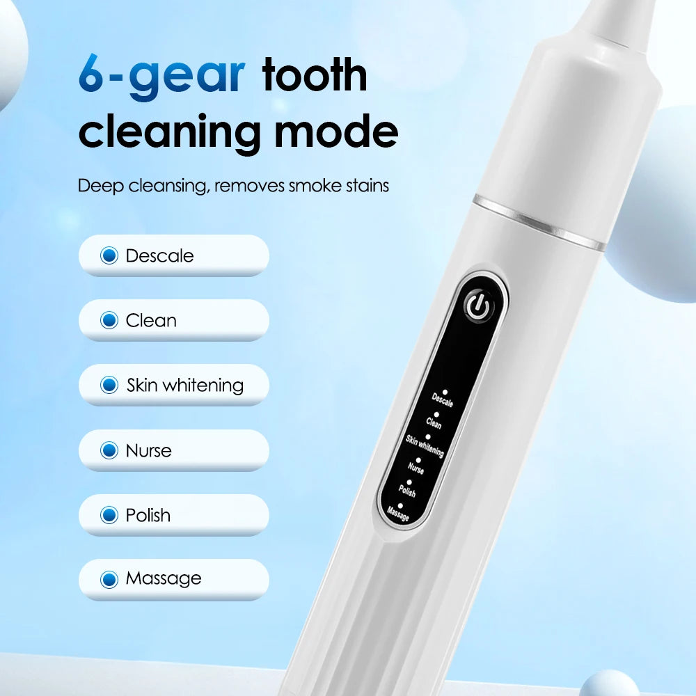 Nettoyeur Dentaire Électrique 6 Modes – Portable, Vibration Haute Fréquence, Blanchiment
