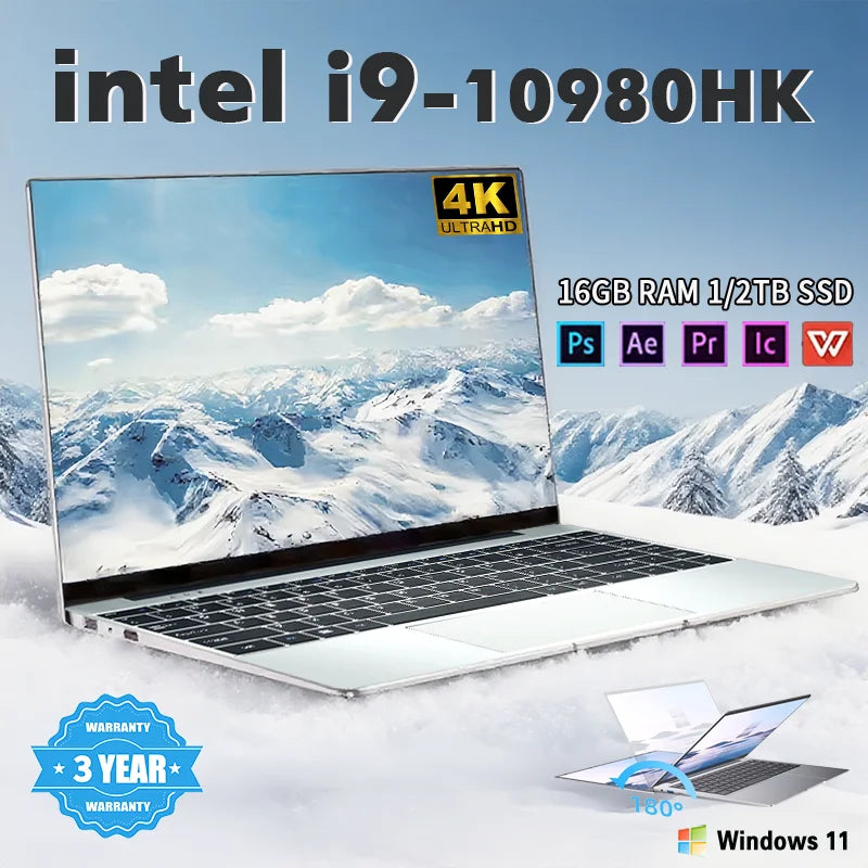 Ordinateur Portable FUCHU 14.1" Intel Core i9-10980HK — 16 Go DDR4, SSD 1To/2To, Full HD, WiFi, Windows 11 Pro