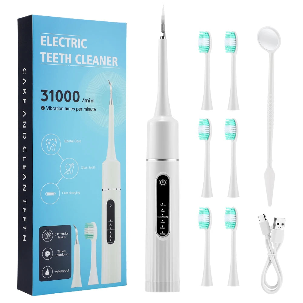 Nettoyeur Dentaire Électrique 6 Modes – Portable, Vibration Haute Fréquence, Blanchiment