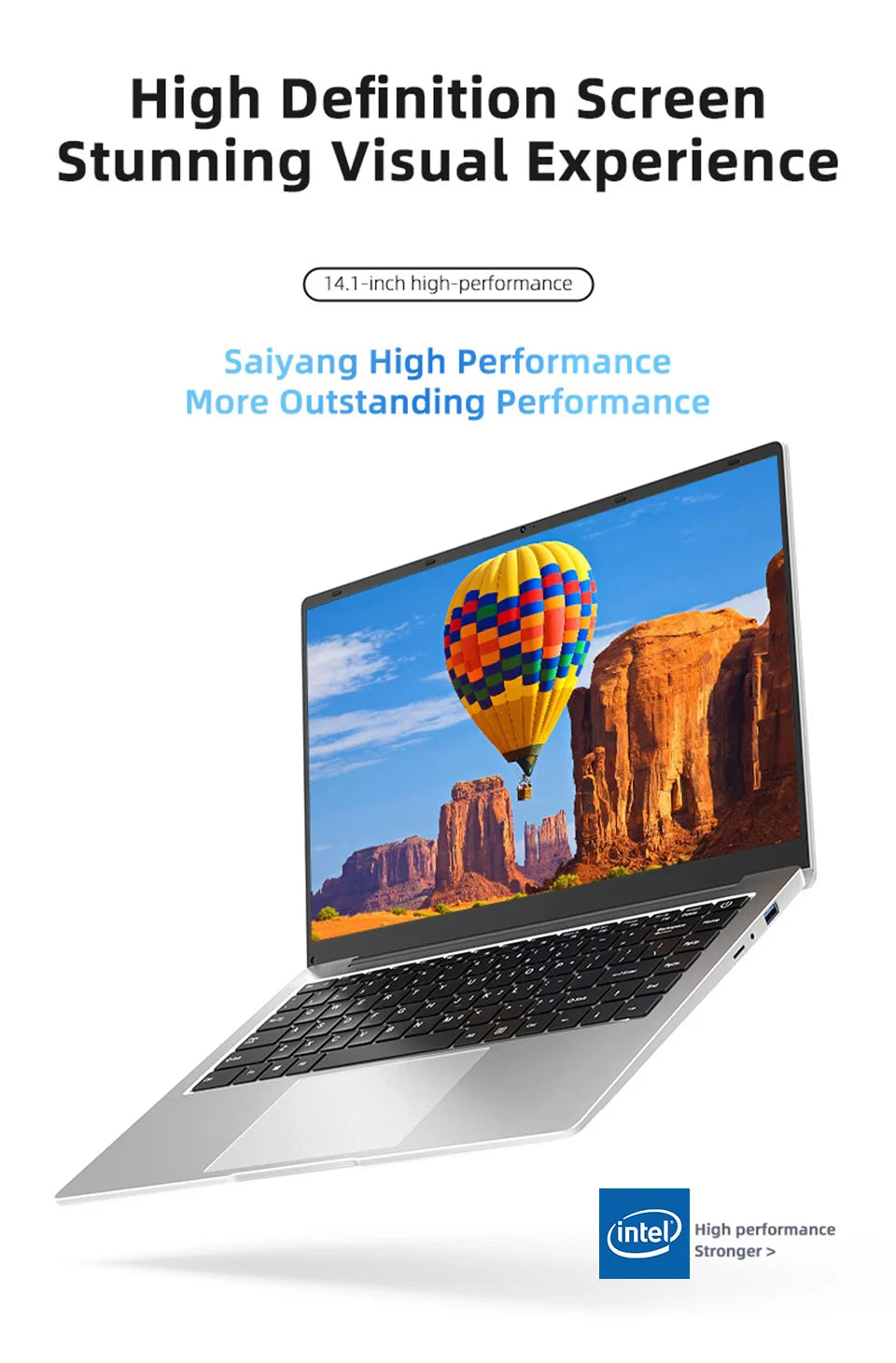Ordinateur Portable Ultra-Slim 14.1" Intel Atom A3950 — 12 Go RAM, SSD M.2, Écran Full HD IPS, Windows 11 Pro