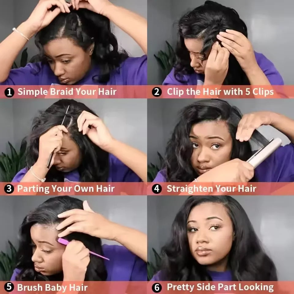 Perruque U Part / V Part Body Wave Sans Colle 200% — Cheveux Brésiliens 30 à 32 Pouces