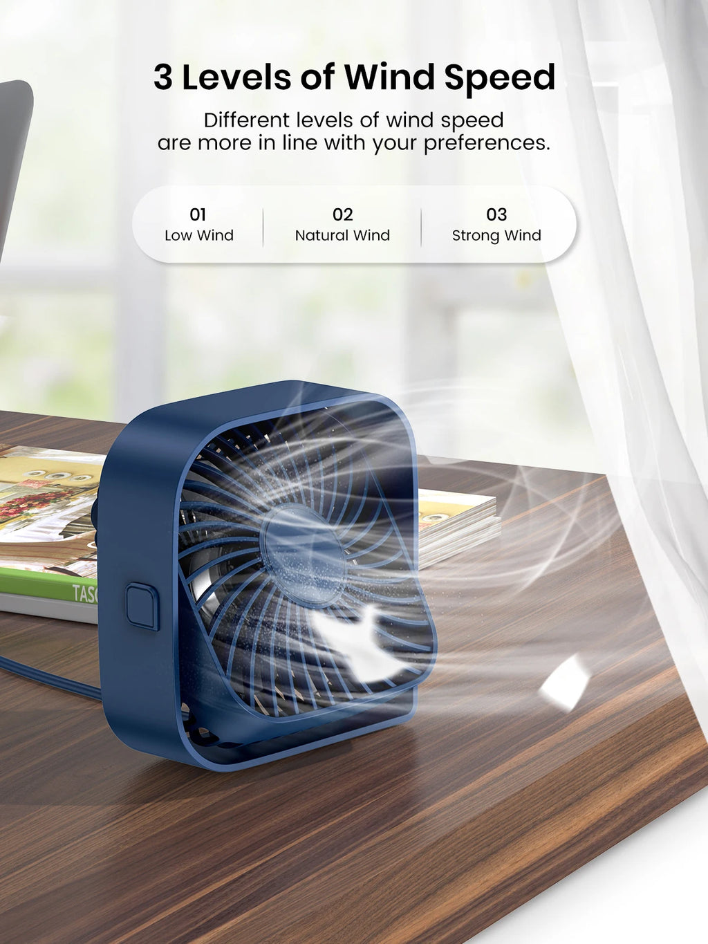 TOPK Mini Ventilateur de Bureau USB