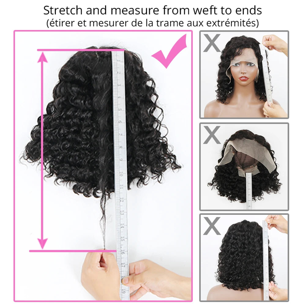 Perruque Bob Courte Deep Wave Curly — T Part Lace HD Cheveux Brésiliens Remy 100% Naturels