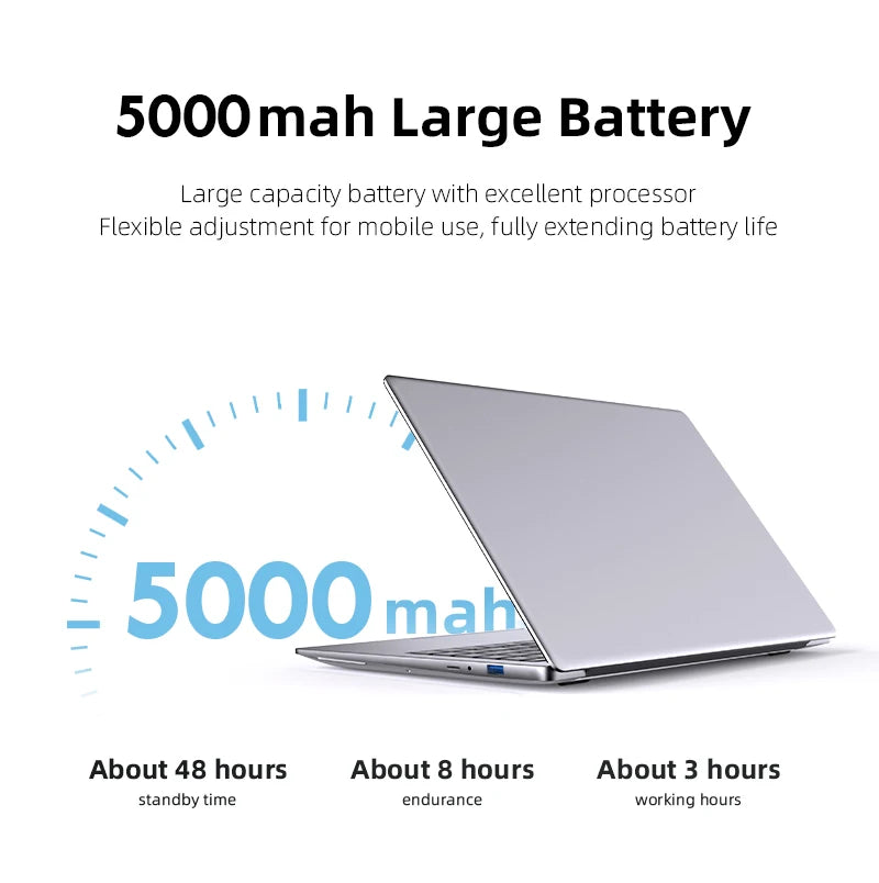 Ordinateur Portable Ultra-Slim 14.1" Intel Atom A3950 — 12 Go RAM, SSD M.2, Écran Full HD IPS, Windows 11 Pro