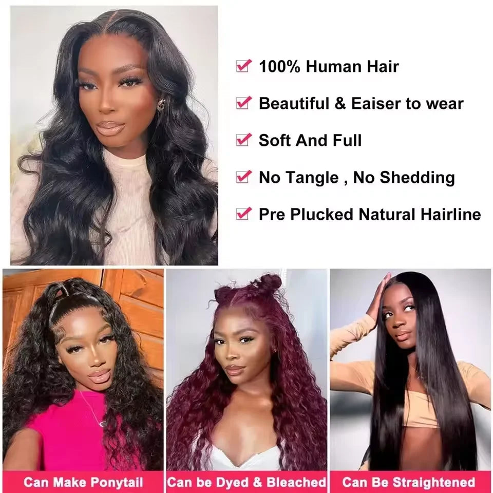 Perruque U Part / V Part Body Wave Sans Colle 200% — Cheveux Brésiliens 30 à 32 Pouces