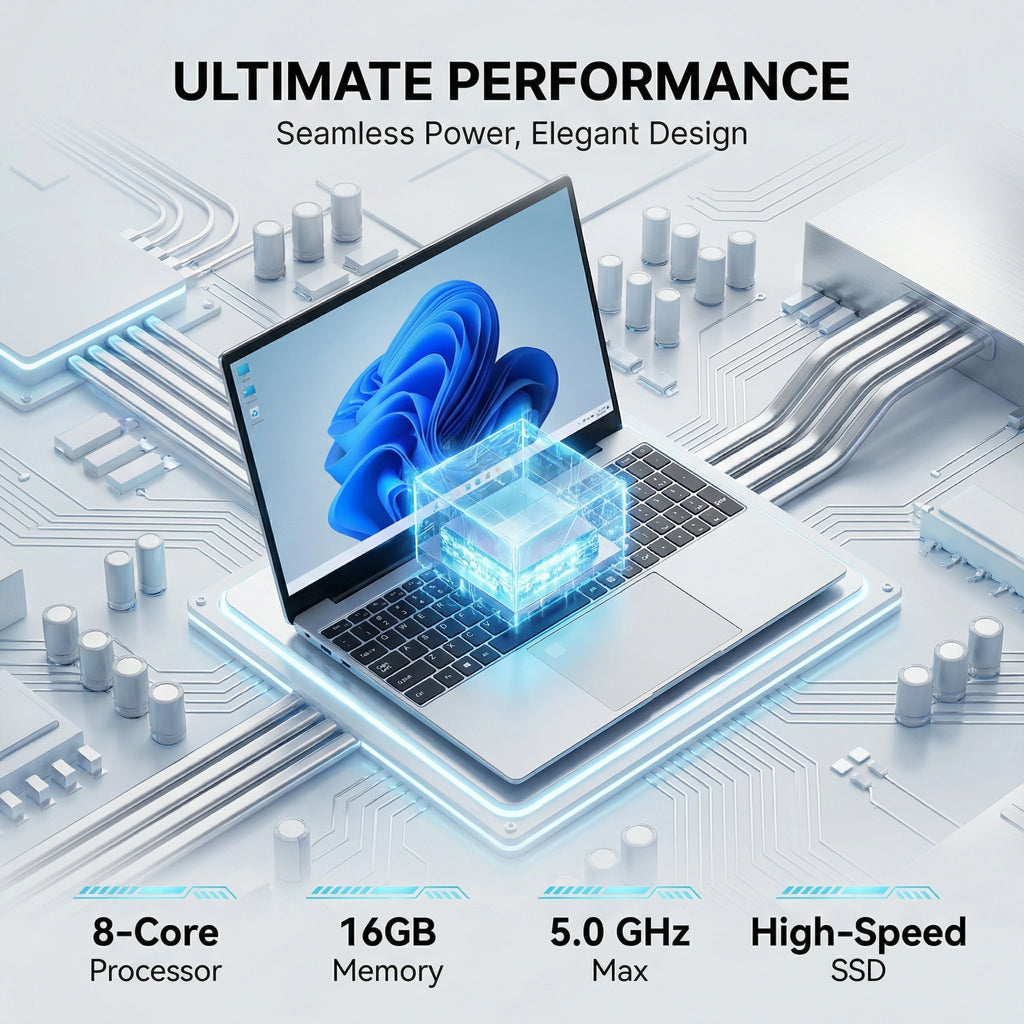 Ordinateur Portable NAIWO 15.6" 2026 — Intel Core i9-9880H, 32 Go DDR4, SSD 2To, Clavier Rétroéclairé, Windows 11 Pro