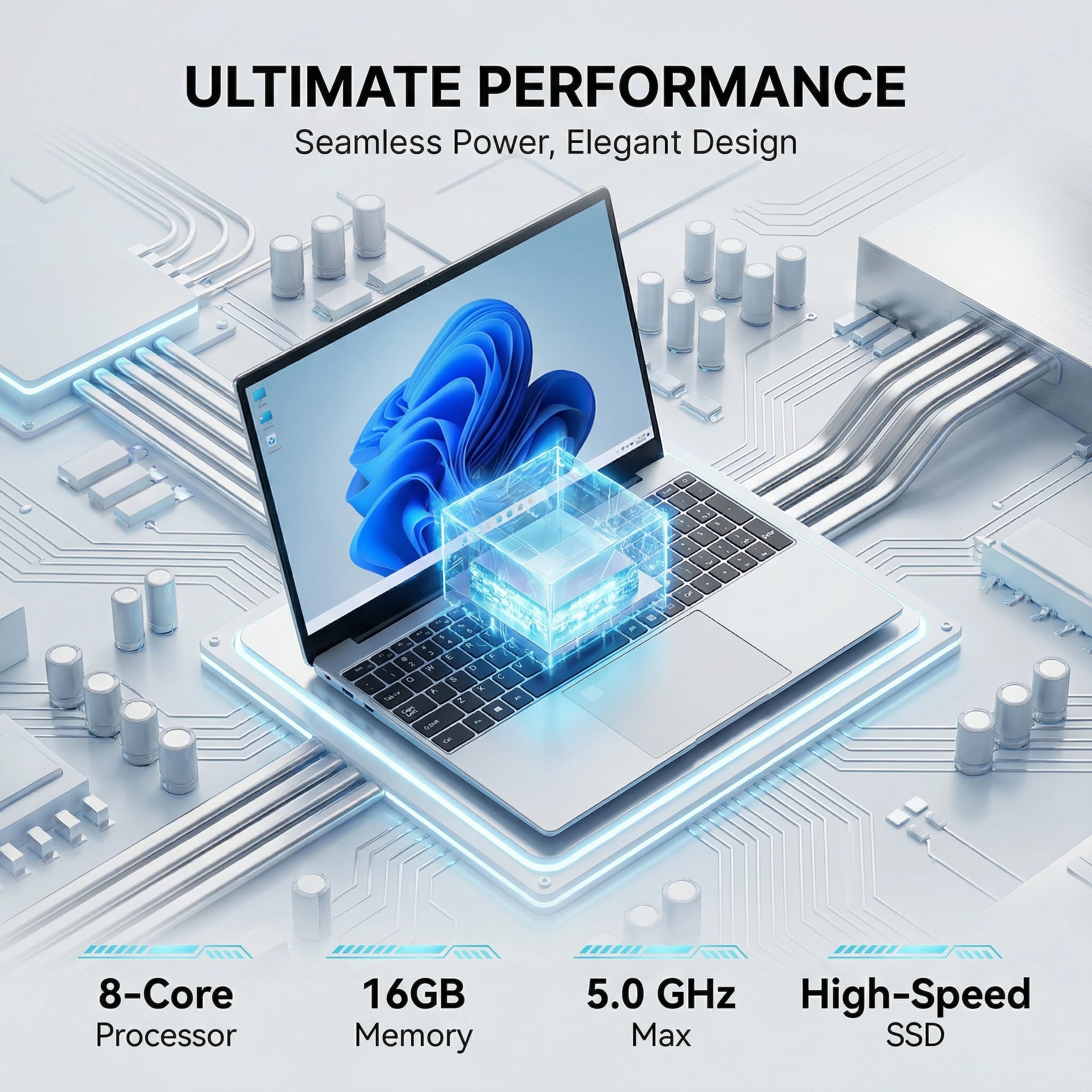 Ordinateur Portable NAIWO 15.6" 2026 — Intel Core i9-9880H, 32 Go DDR4, SSD 2To, Clavier Rétroéclairé, Windows 11 Pro