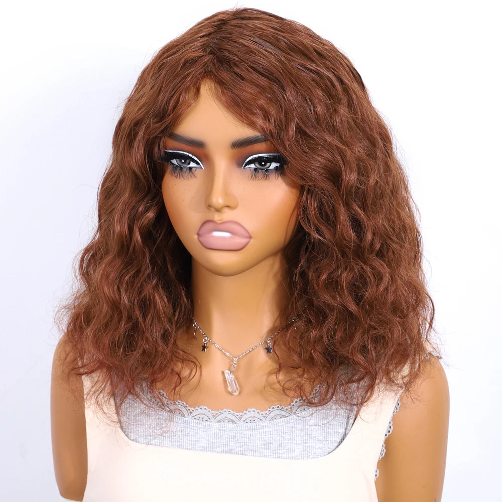 Perruque Body Wave Courte Brun 2# & 4# — Cheveux Brésiliens Naturels Prêt-à-Porter