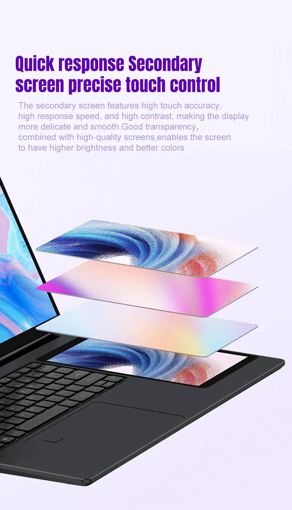 Ordinateur Portable CRELANDER 15.6" Double Écran — Intel N100, 16/32 Go RAM, SSD 1To/2To, Clavier RGB, Windows 11
