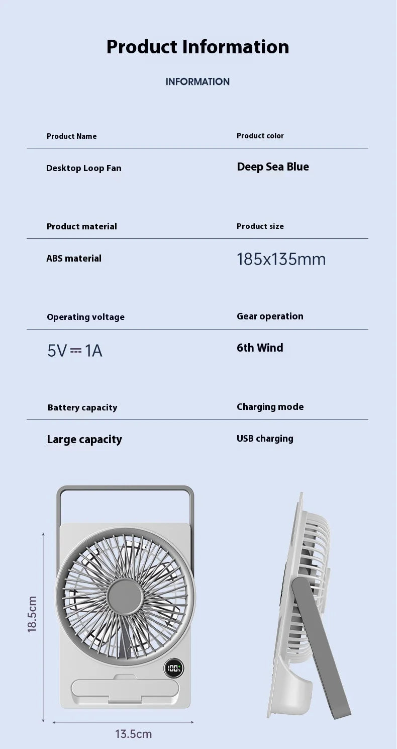 Ventilateur de Table USB avec Affichage Digital