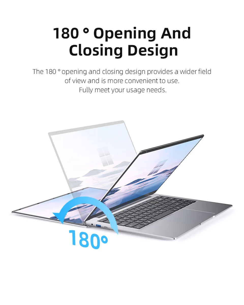 Ordinateur Portable Ultra-Slim 14.1" Intel Atom A3950 — 12 Go RAM, SSD M.2, Écran Full HD IPS, Windows 11 Pro