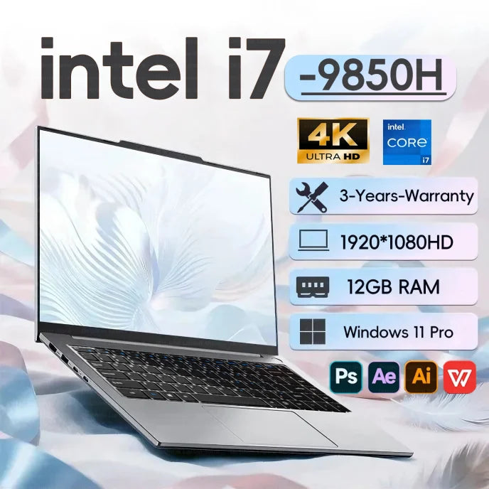 Ordinateur Portable 14.1" Intel Core i7-9850H — 16 Go DDR4, SSD 1To, Écran Full HD 90Hz, Windows 11 Pro